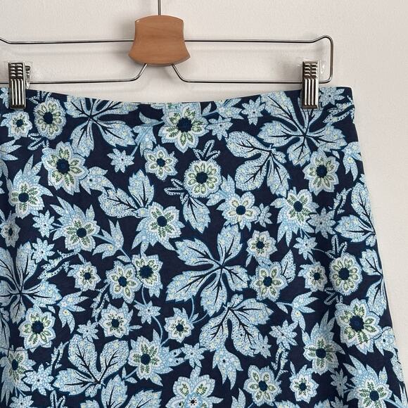 J Jill Knit Jersey Skirt S Blue Floral Pockets Short Stretch Summer Pull On - Picture 3 of 9
